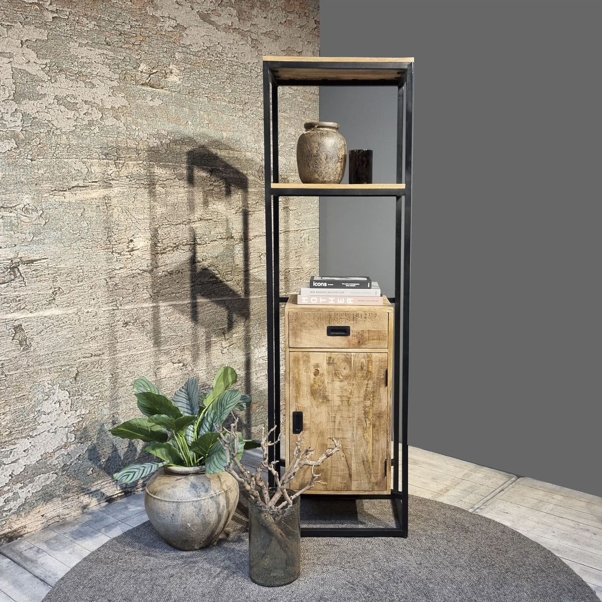 Len 1 Door 1 Drawer Bookshelf 60