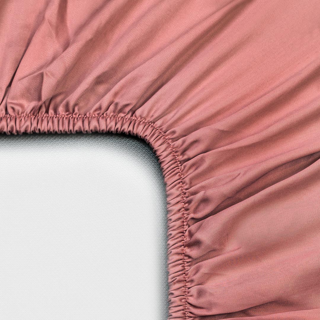 Tencel fitted sheet (180x210) terra rose