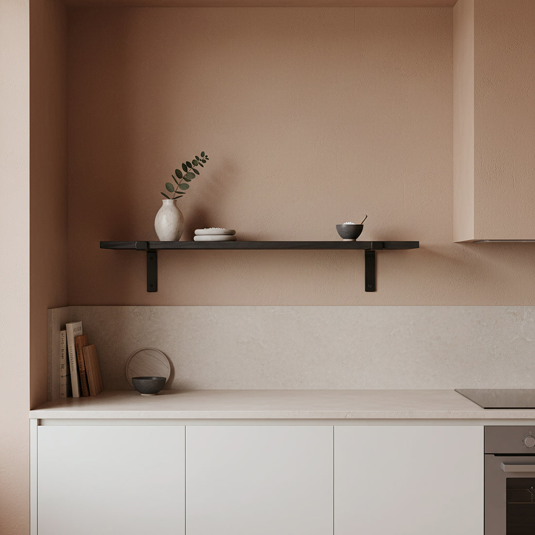 Factory wandplank zwart - FSC-gerecycled hout - 80 cm