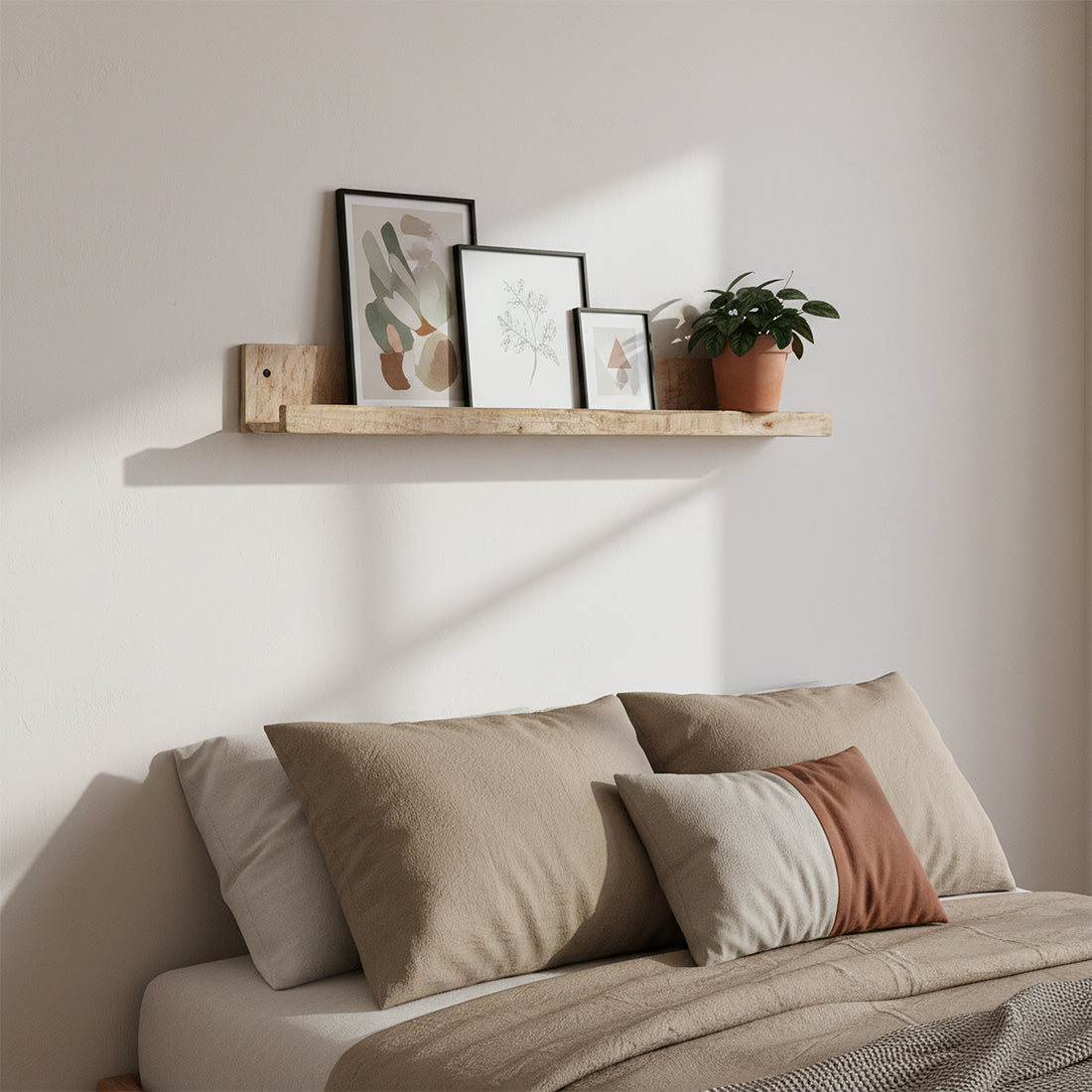 Mangohouten wandplank - Fotolijstplank - 75x8x8 cm