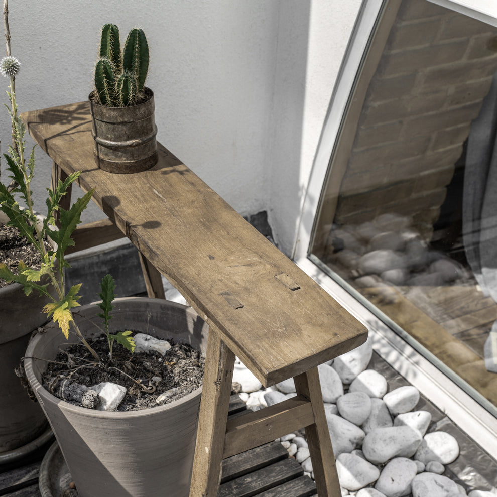 Java carpenter bijzettafel/bankje - Gerecycled hout - 80x17x50 cm