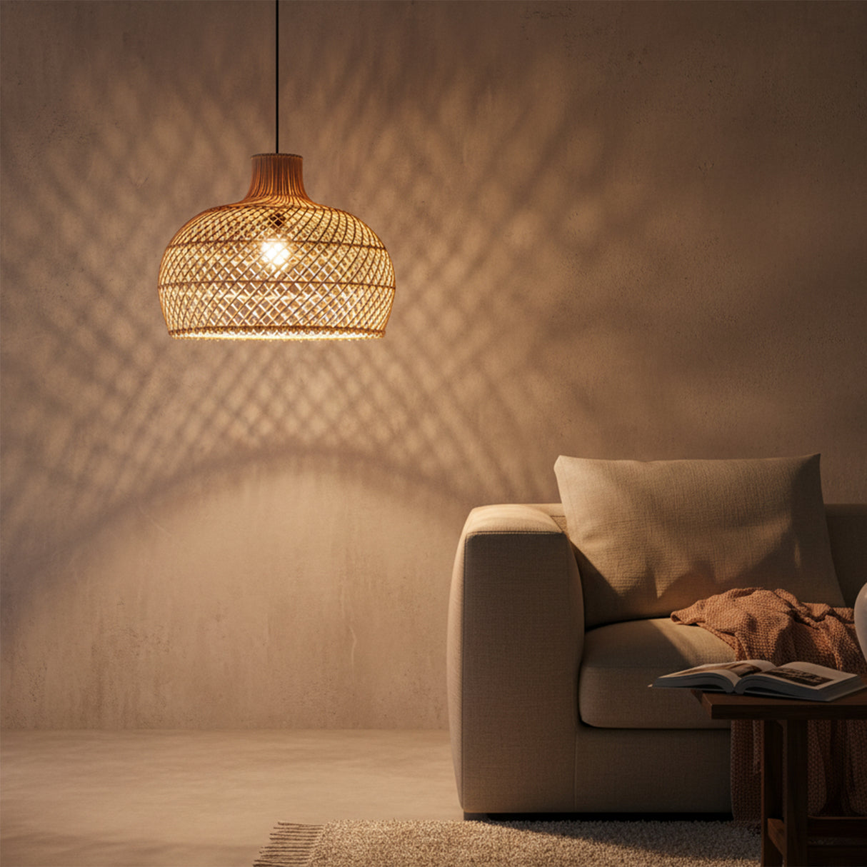 Maze rotan hanglamp naturel - Ø 42x36 cm