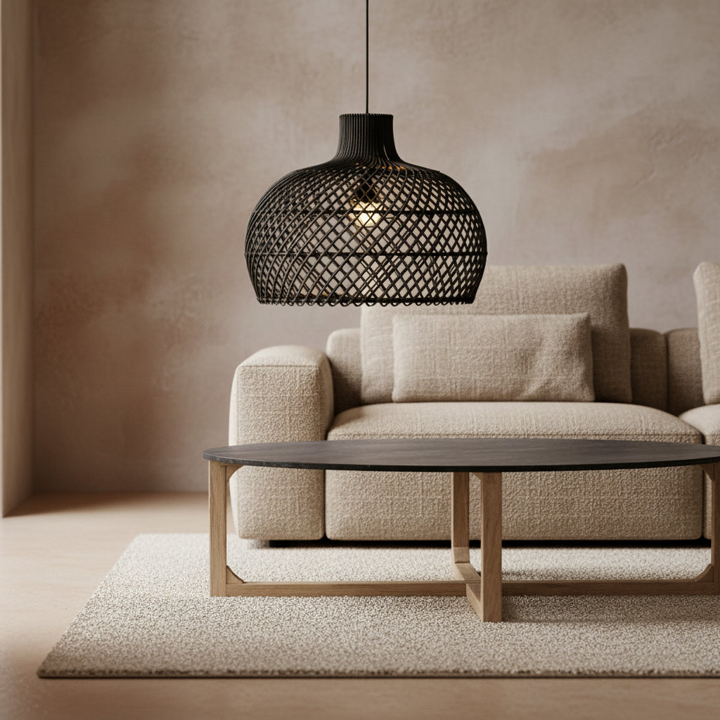 Maze rotan hanglamp zwart - Ø 42x36 cm