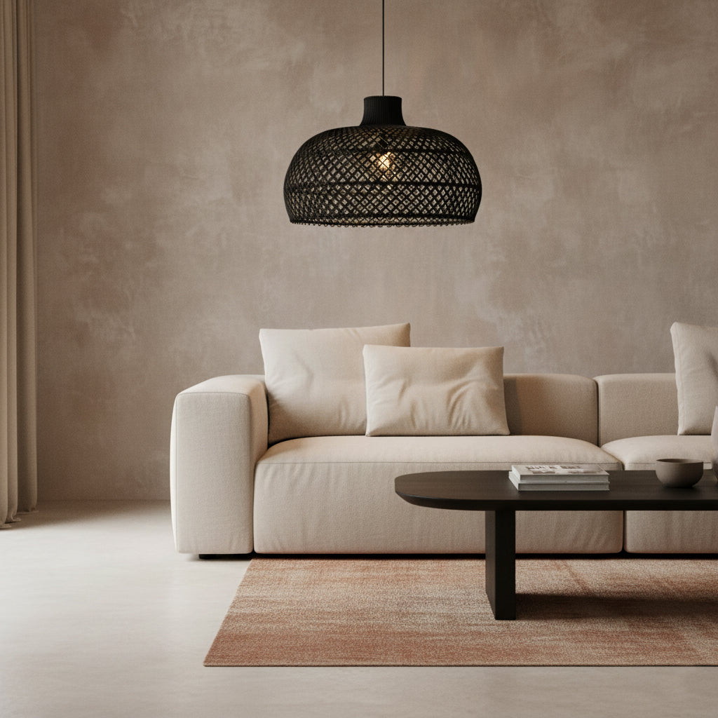 Maze rotan hanglamp zwart - Ø 57x36 cm