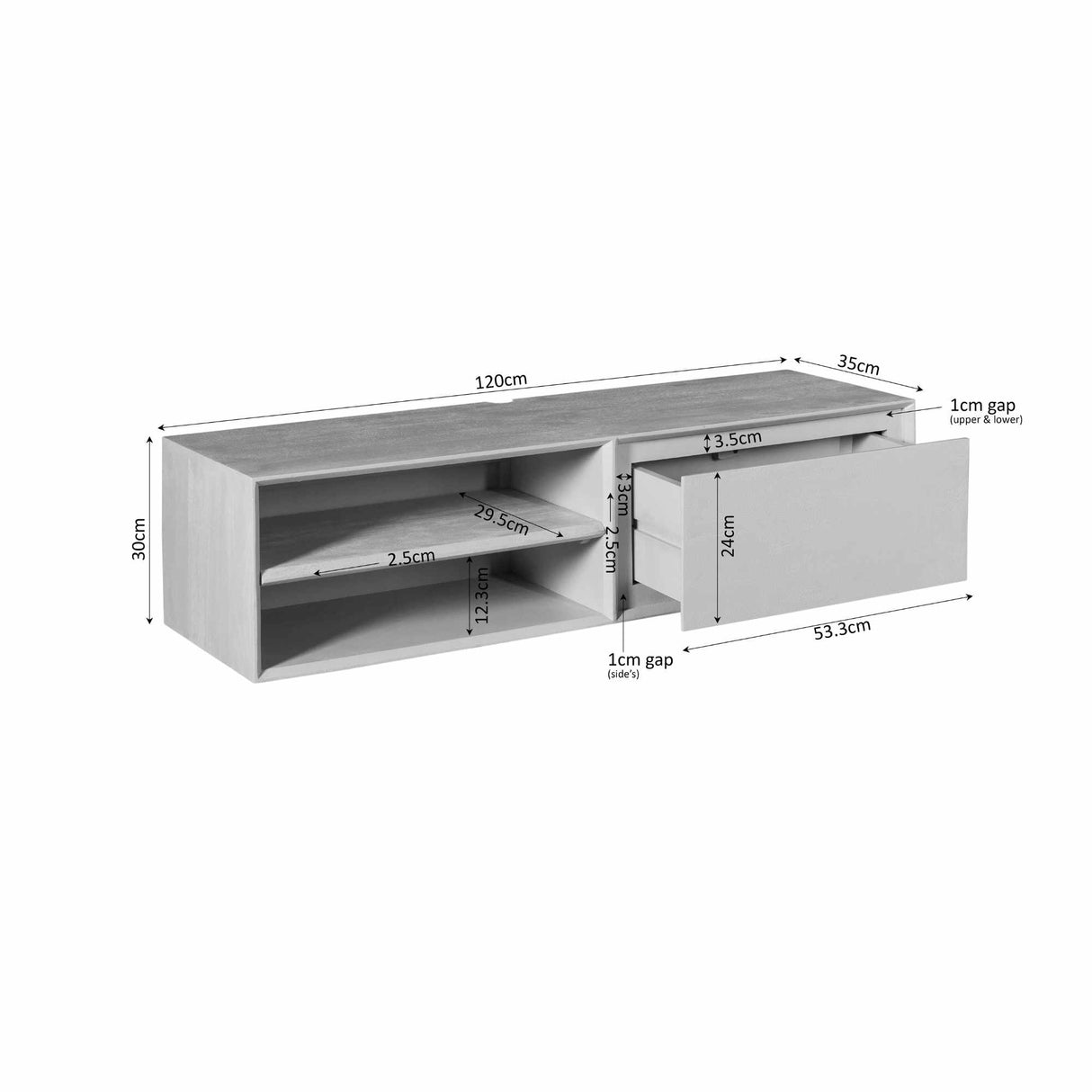 Zwevend tv meubel Ambiance Taupe | 120 cm