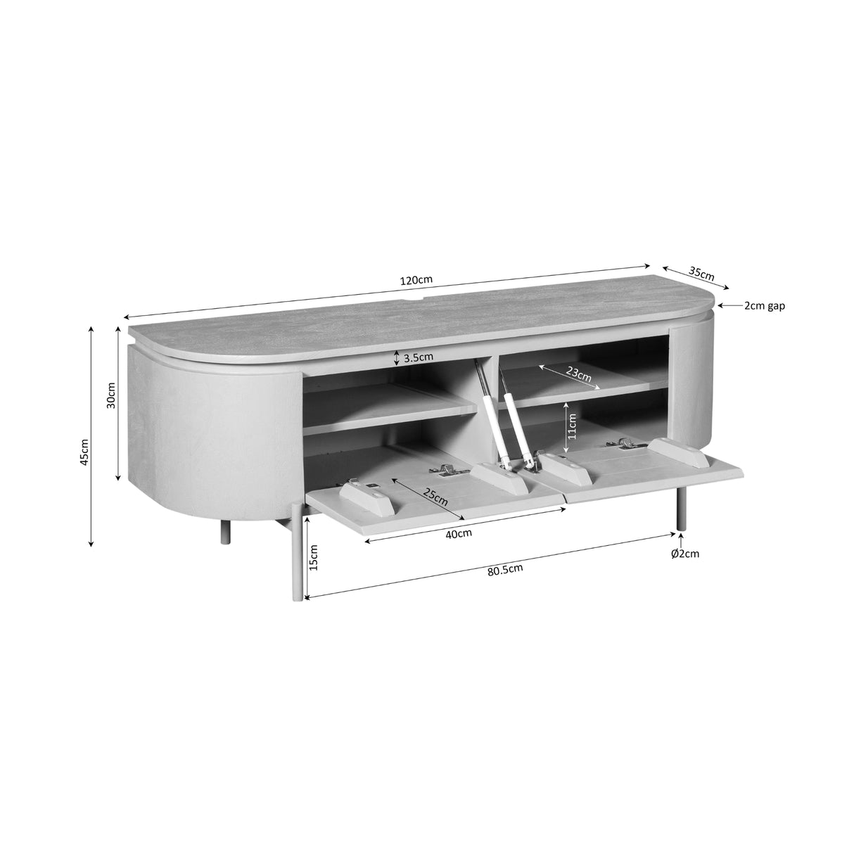 Tv meubel Excellent Naturel | 120 cm