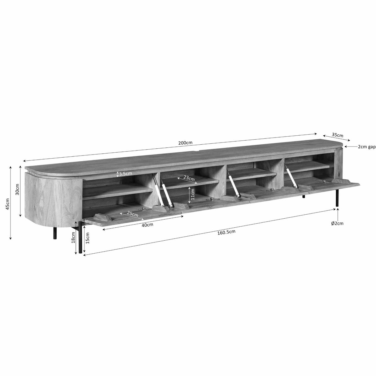 Tv meubel Excellent Taupe | 200 cm