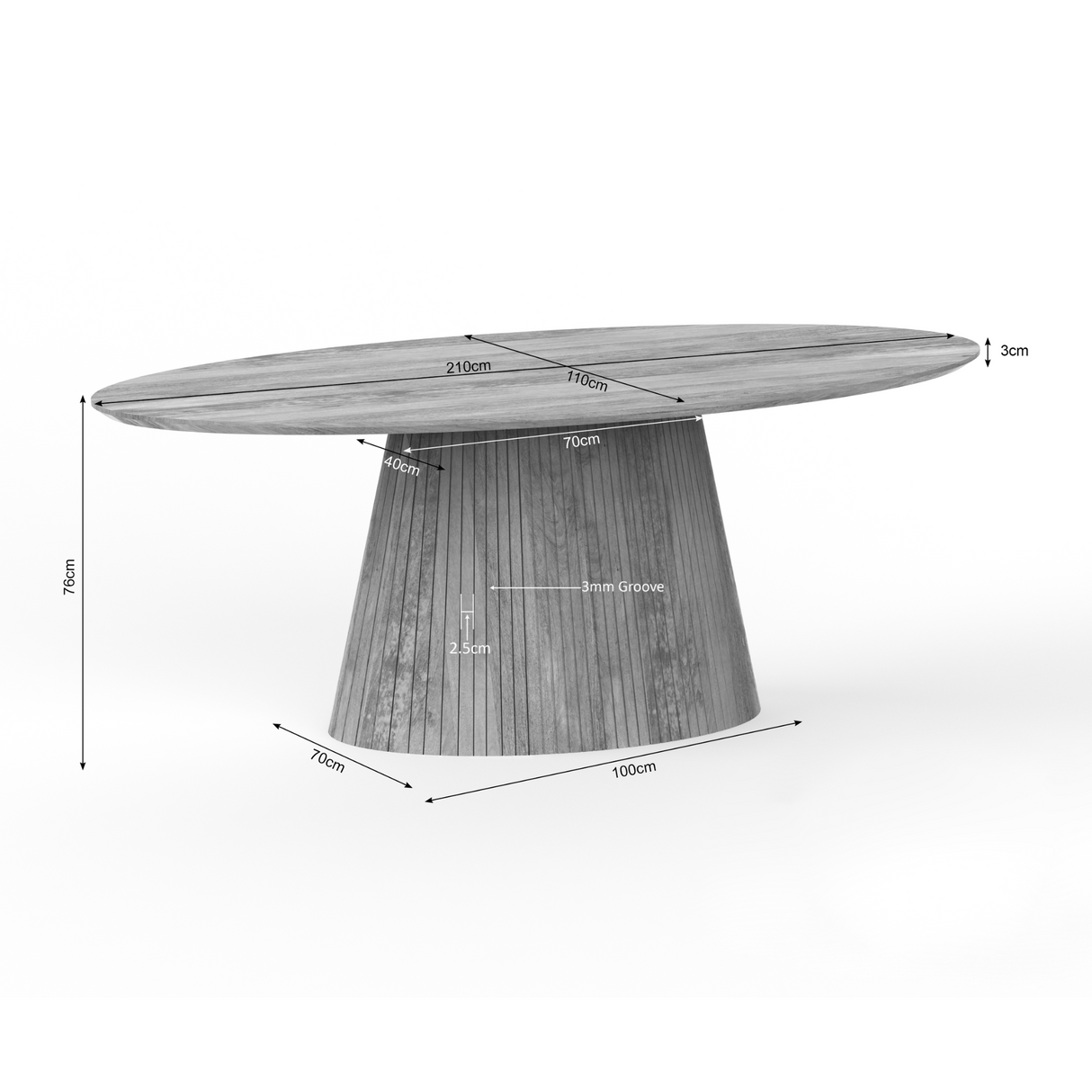 Eettafel Solana | 210 cm | Naturel | Ovaal
