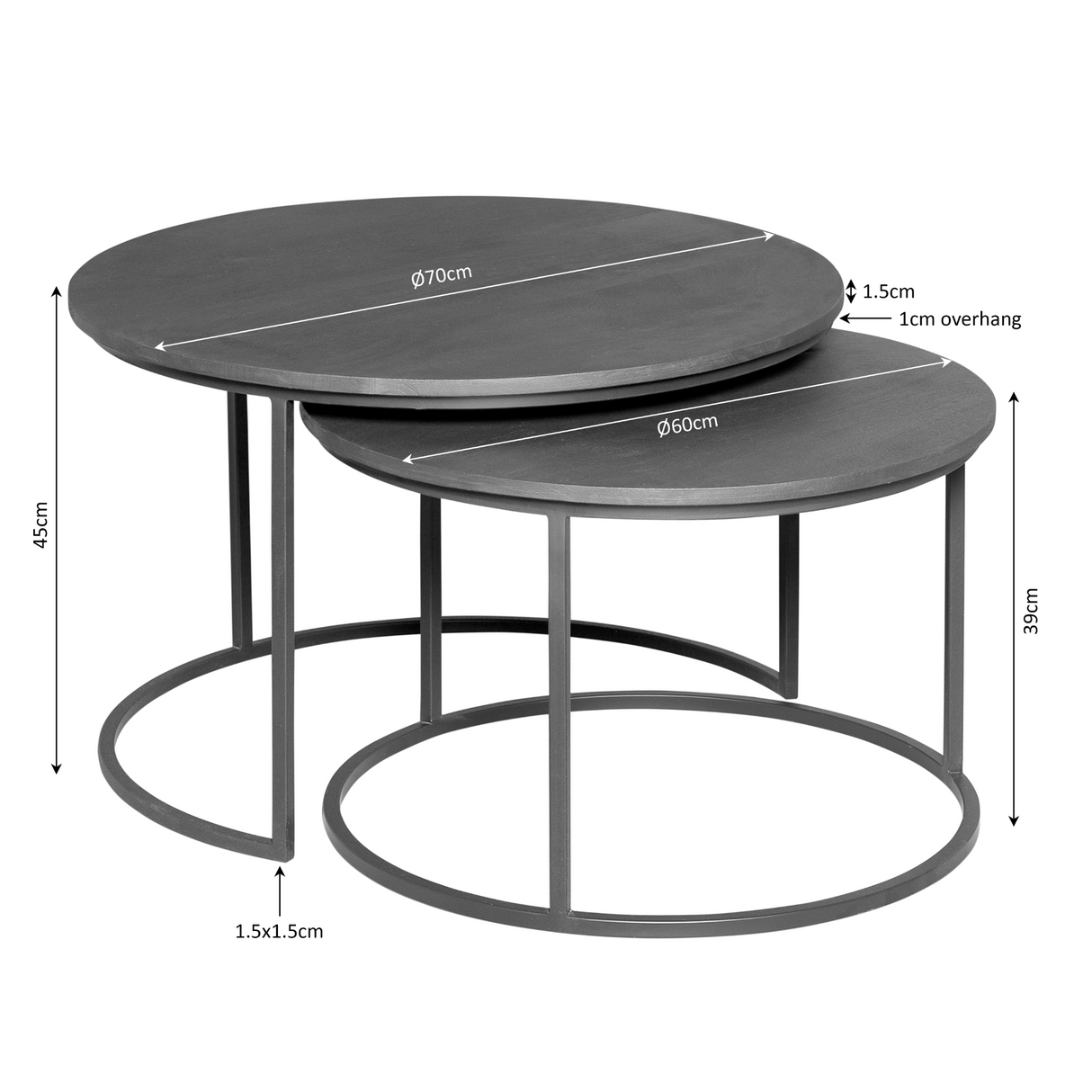 Salontafel Madison Natural | 70 cm | Set van 2