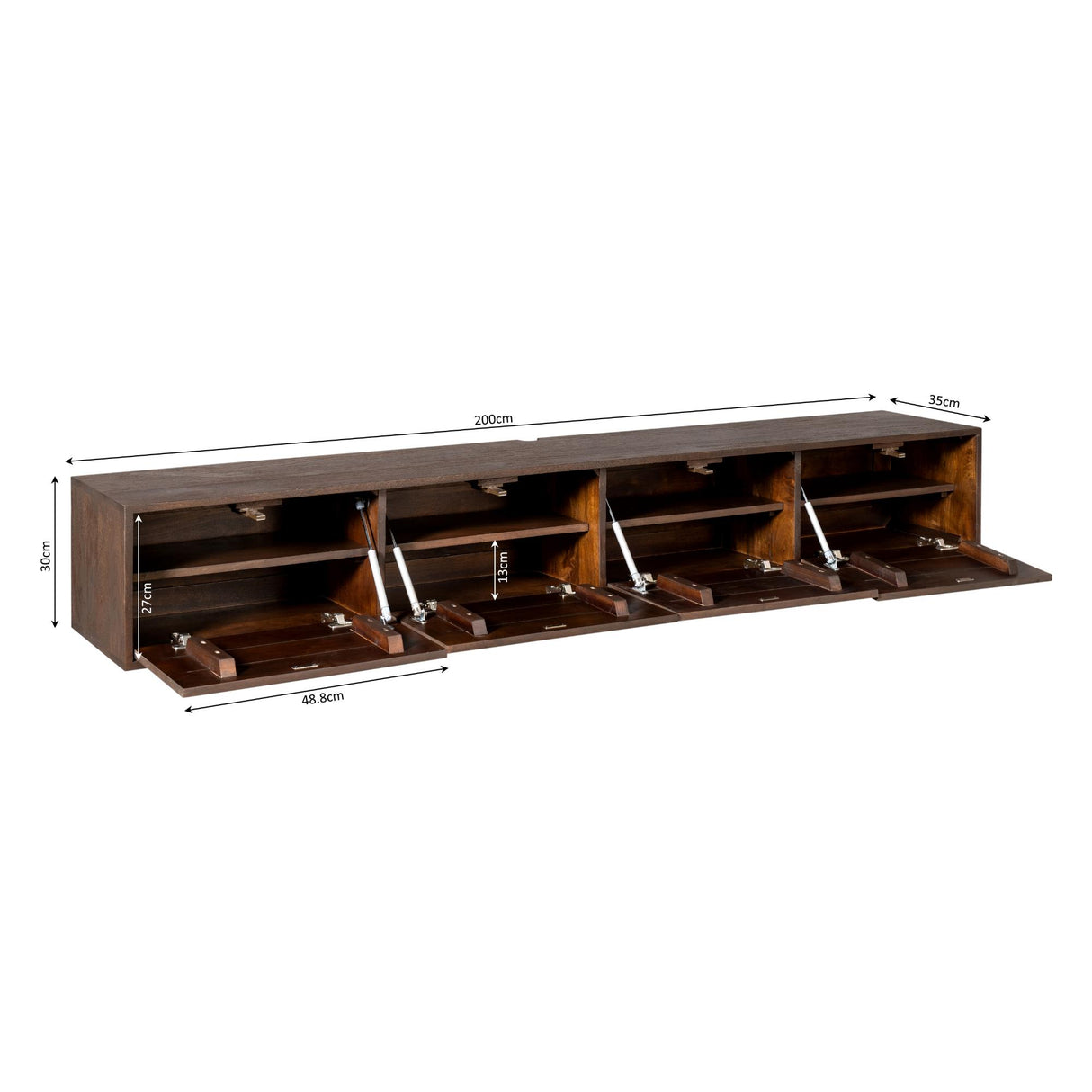 Zwevend tv meubel Vision Brown | 200 cm