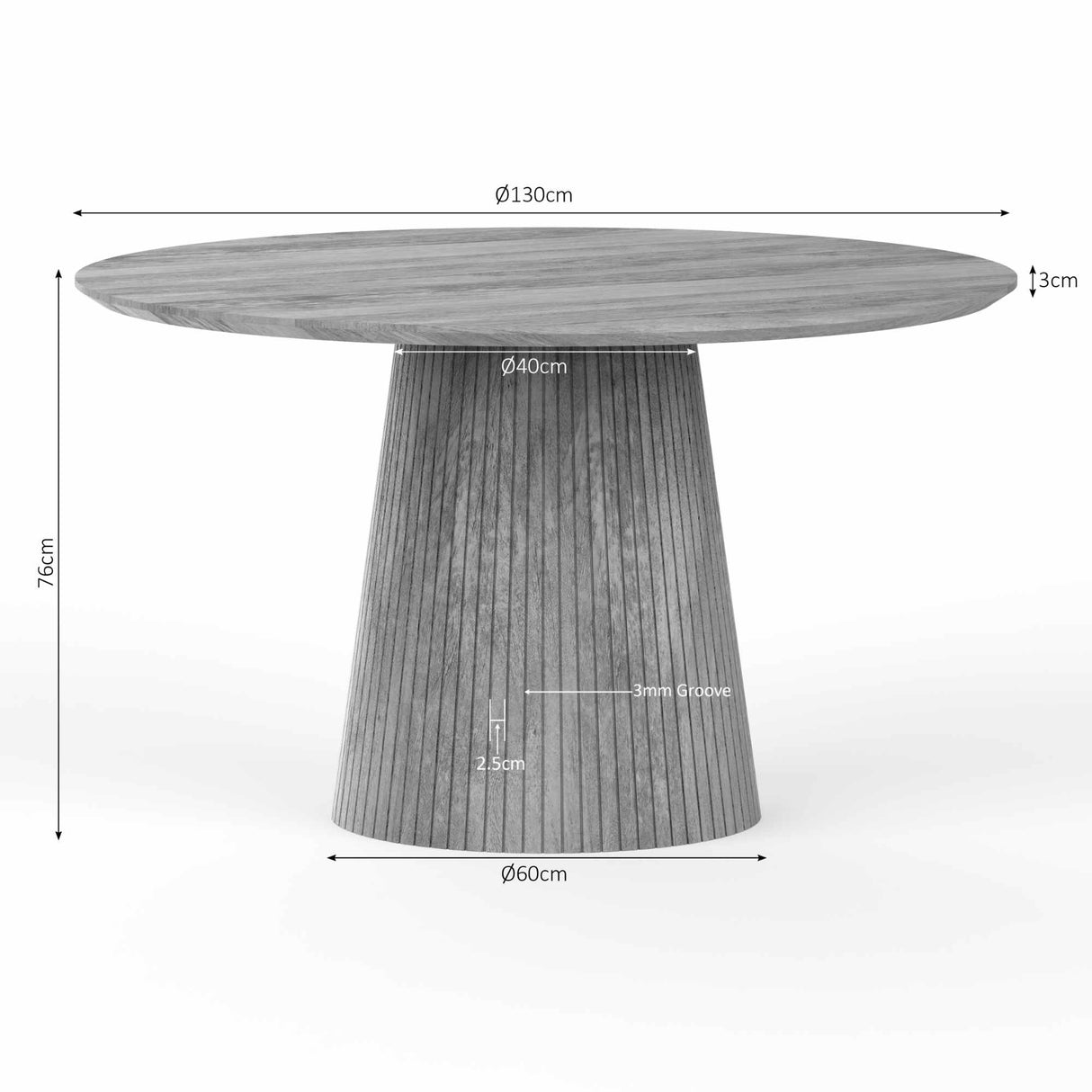 Eettafel Solana | 130 cm | Taupe