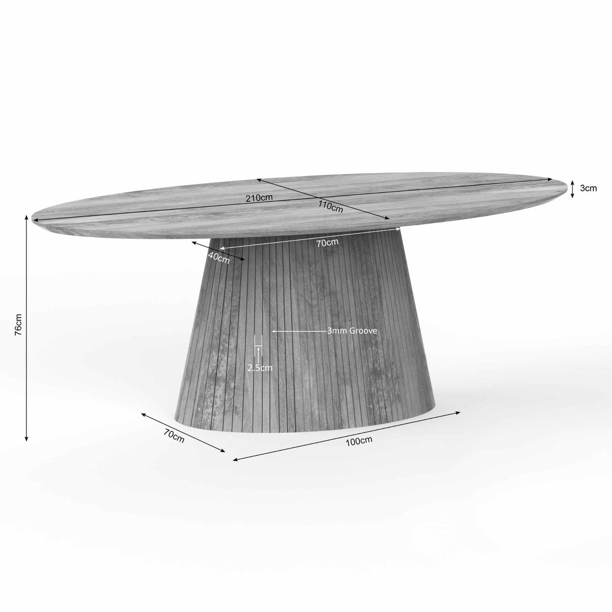 Eettafel Solana | 210 cm | Ovaal | Taupe