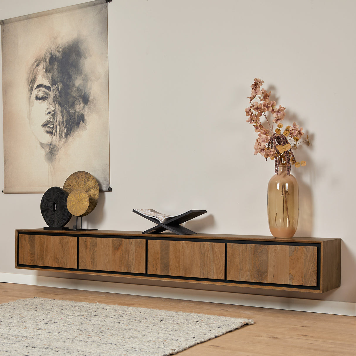 Zwevend tv meubel RichWood | 240 cm