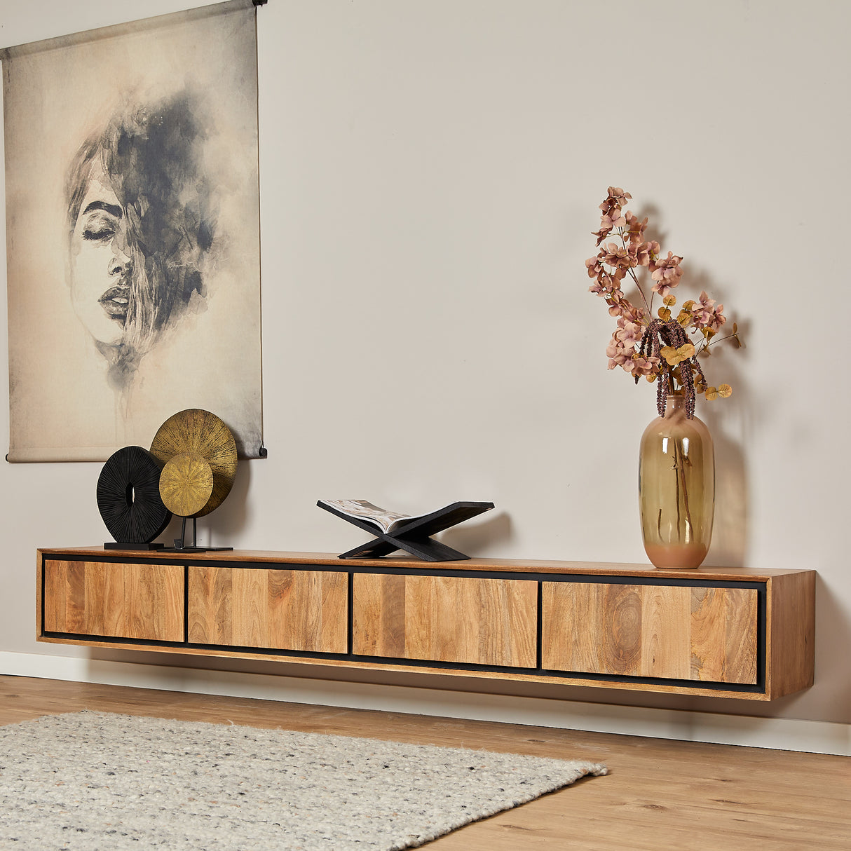 Zwevend tv meubel RichWood | 240 cm