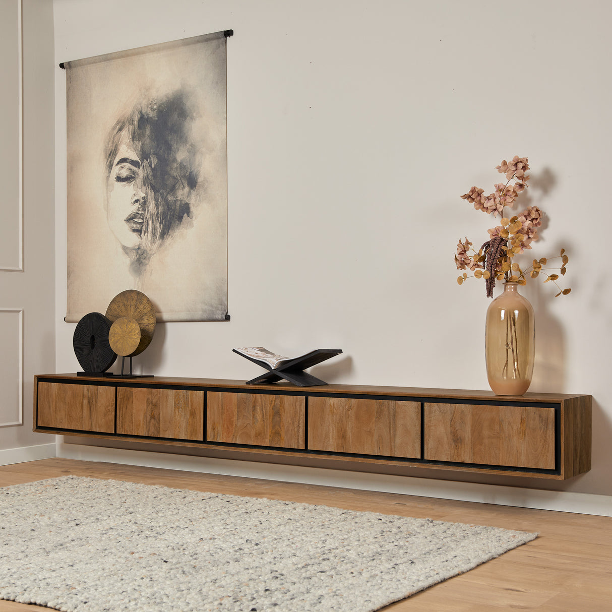 Zwevend tv meubel RichWood | 280 cm