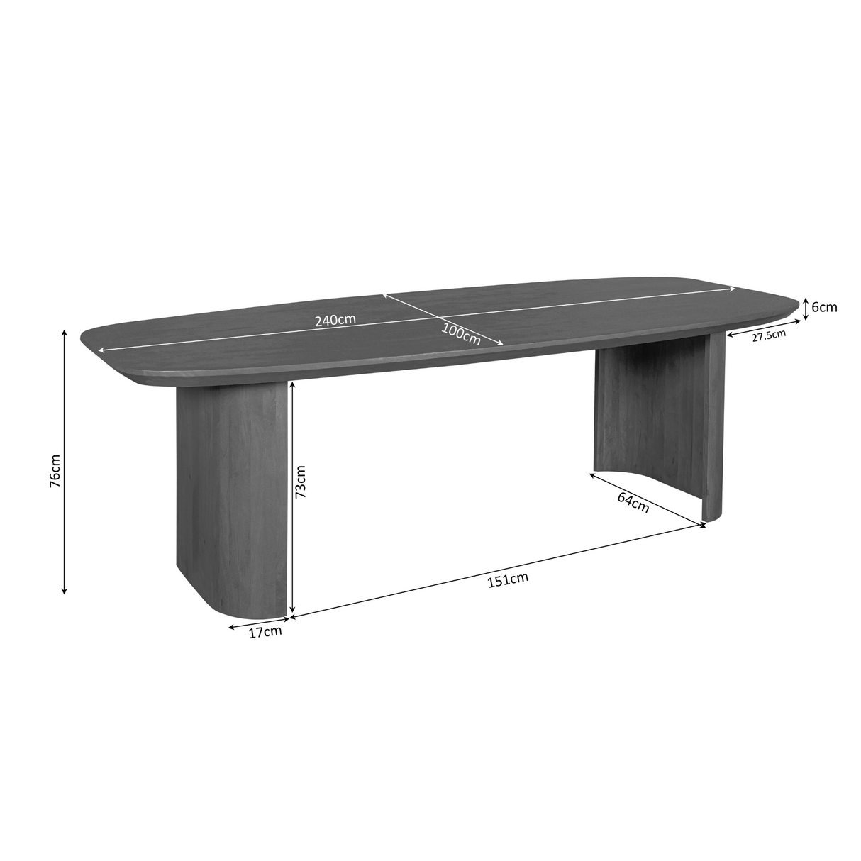 Eettafel Maré Brown | 240 cm