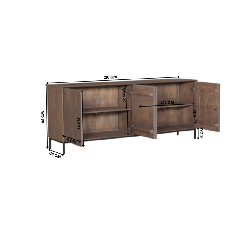 Dressoir Madison Walnoot | 210 cm