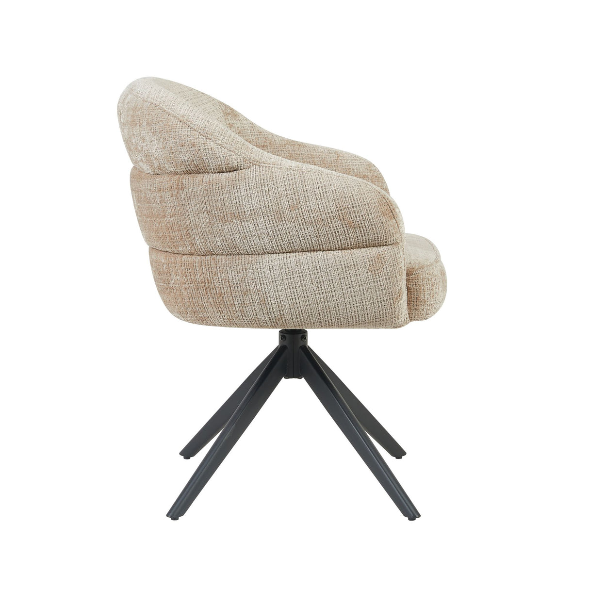Eetkamerstoel Bella | Beige | Poot Black | Met armleuning