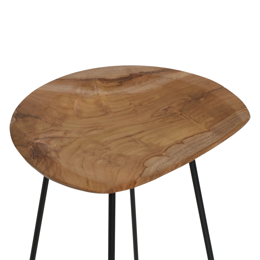 Loft teakhouten barkruk naturel - 41x42x77 cm