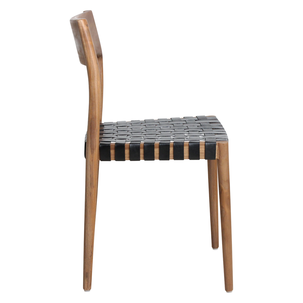 Freya teak eetkamerstoel met leer - Zwart (set of 2)