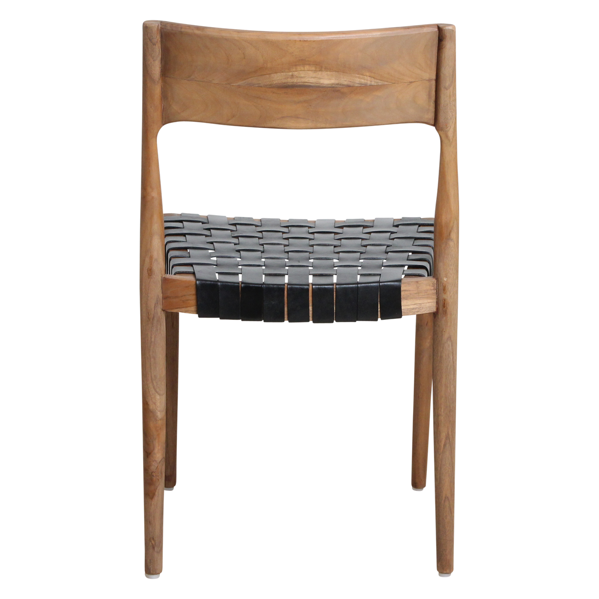 Freya teak eetkamerstoel met leer - Zwart (set of 2)