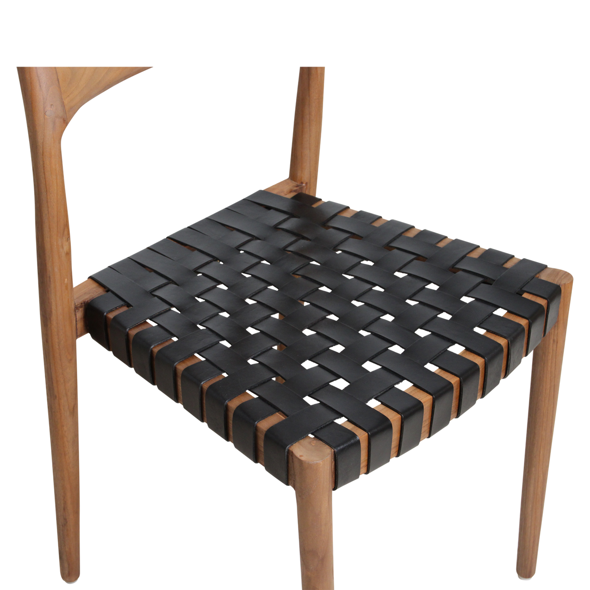 Freya teak eetkamerstoel met leer - Zwart (set of 2)