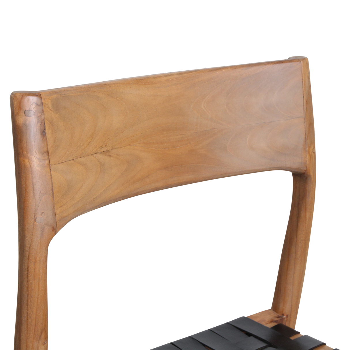 Freya teak eetkamerstoel met leer - Zwart (set of 2)