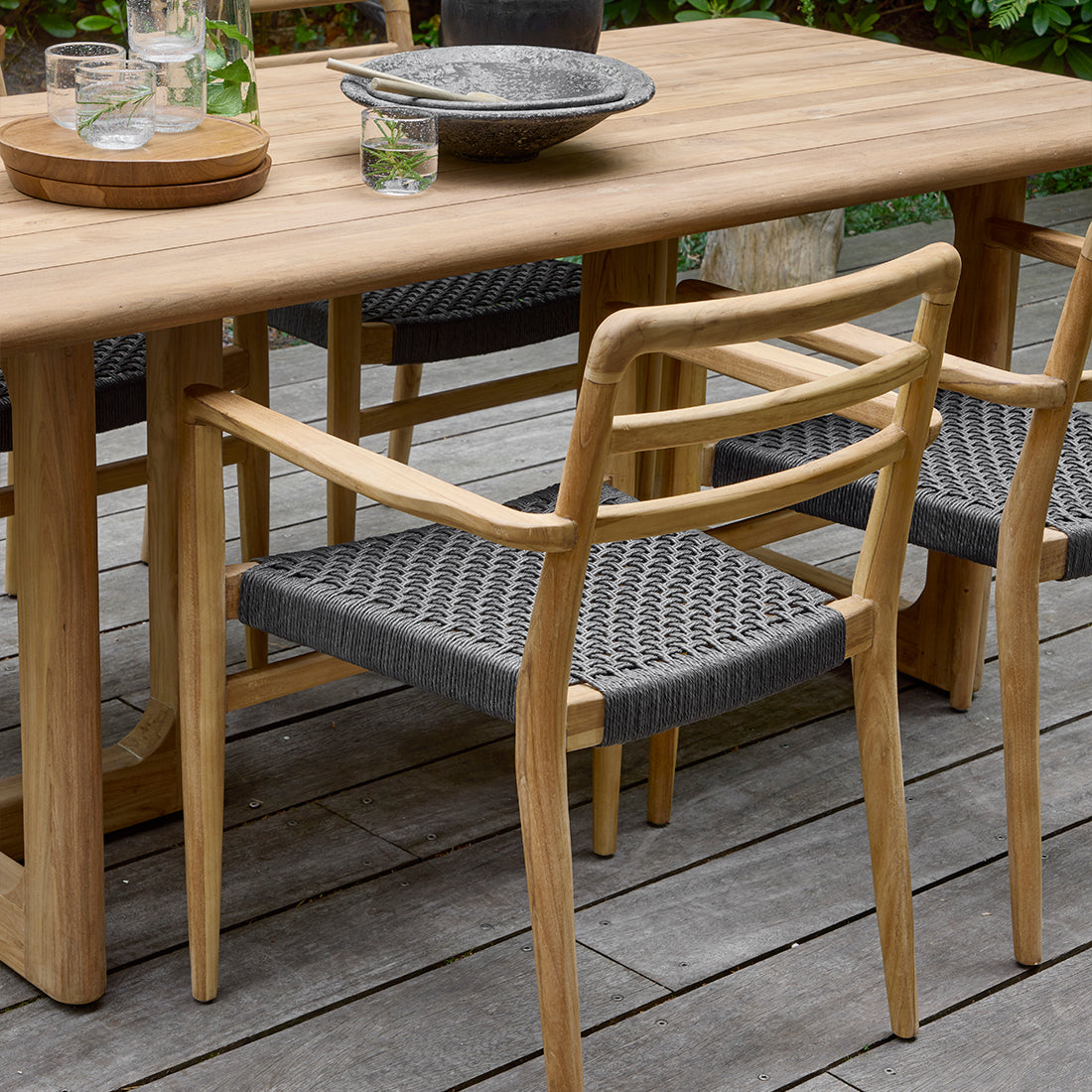 Verano teak tuinstoel met armleuning - Zwart (set of 2)