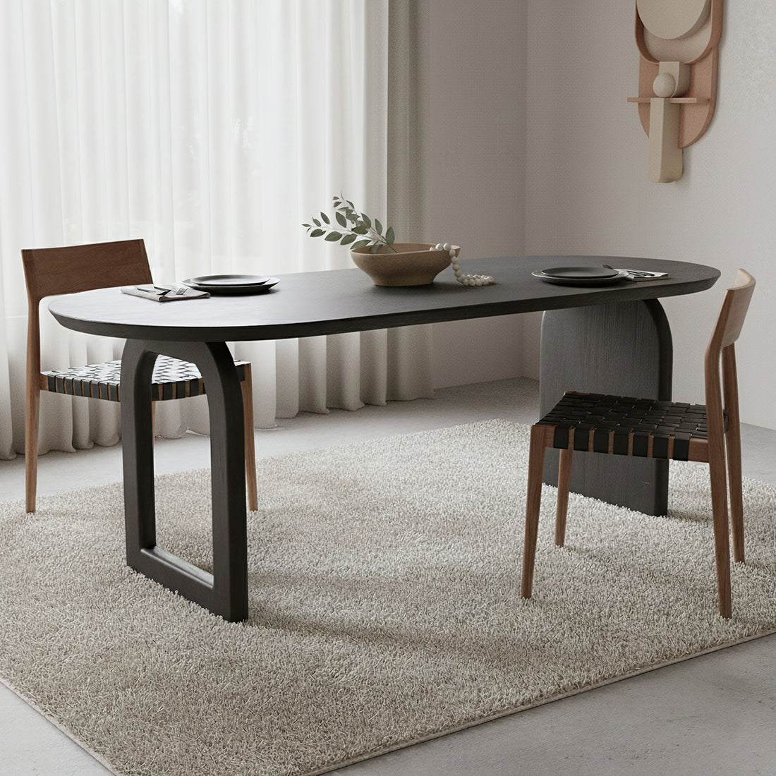 Bullnose dining table - black - 180 - mix base