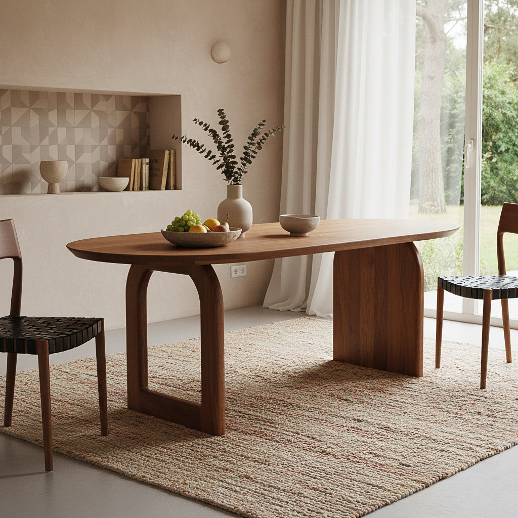 Bullnose dining table - brown - 180 - mix base