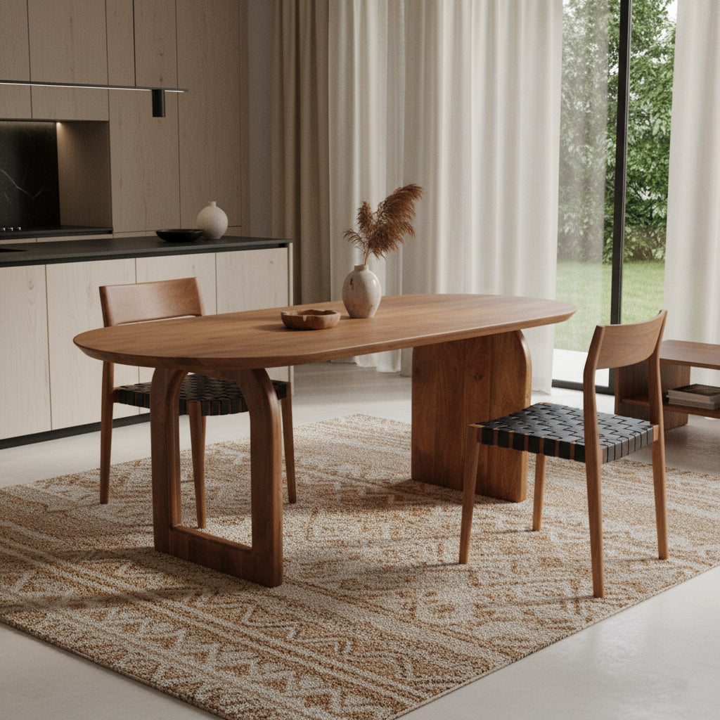 Bullnose dining table - brown - 180 - mix base