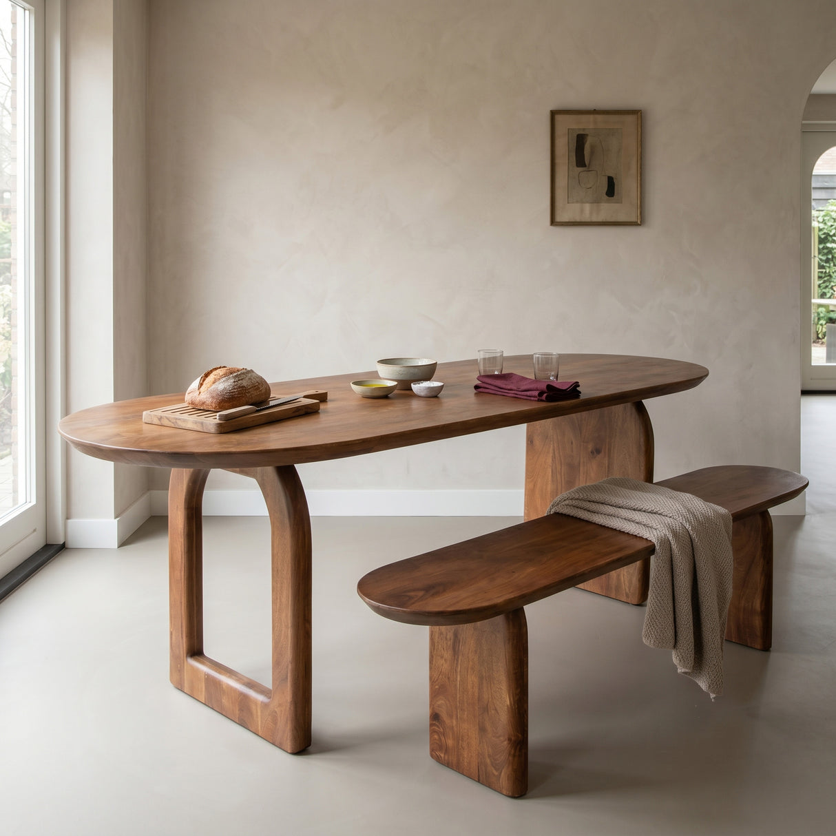Bullnose dining table - brown - 200 - mix base