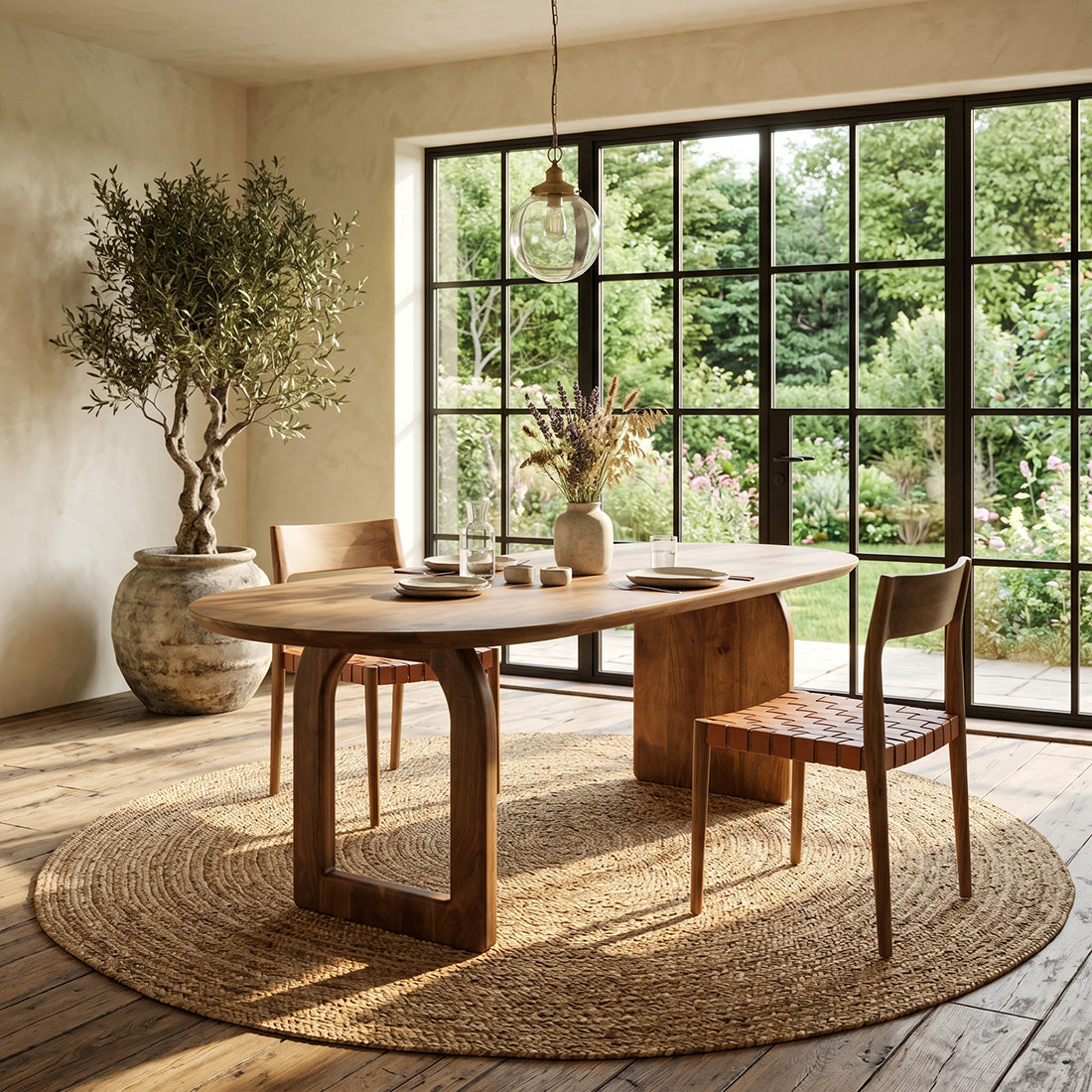 Bullnose dining table - brown - 200 - mix base