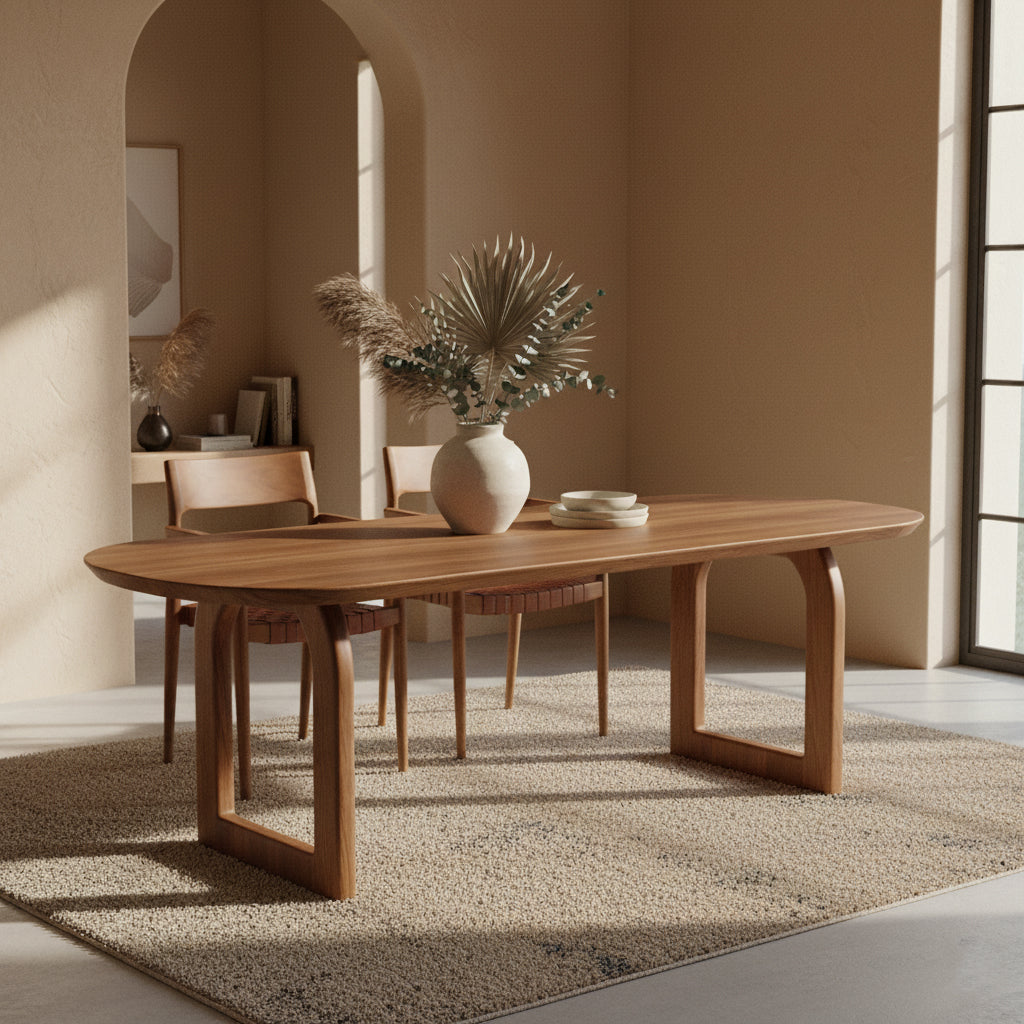 Bullnose dining table - brown - 200 - open base