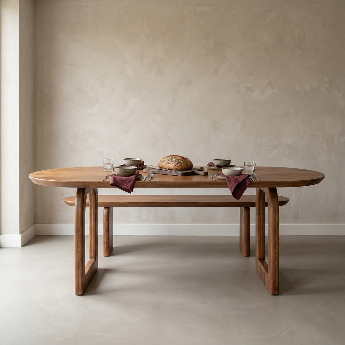 Bullnose dining table - brown - 200 - open base
