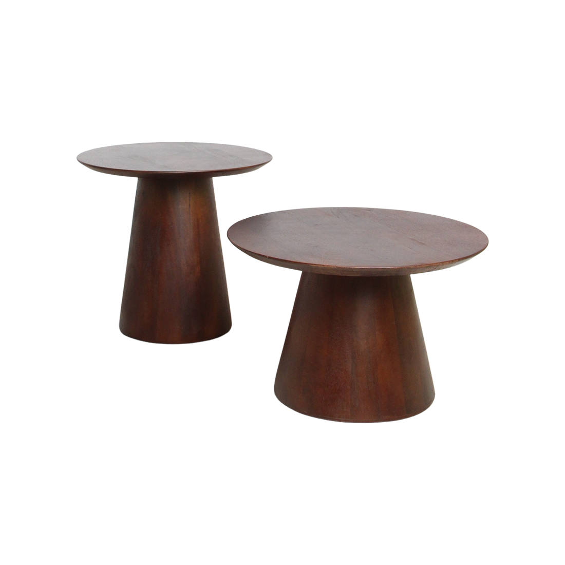 Bullnose mangohouten bijzettafel cone Ø 50 cm