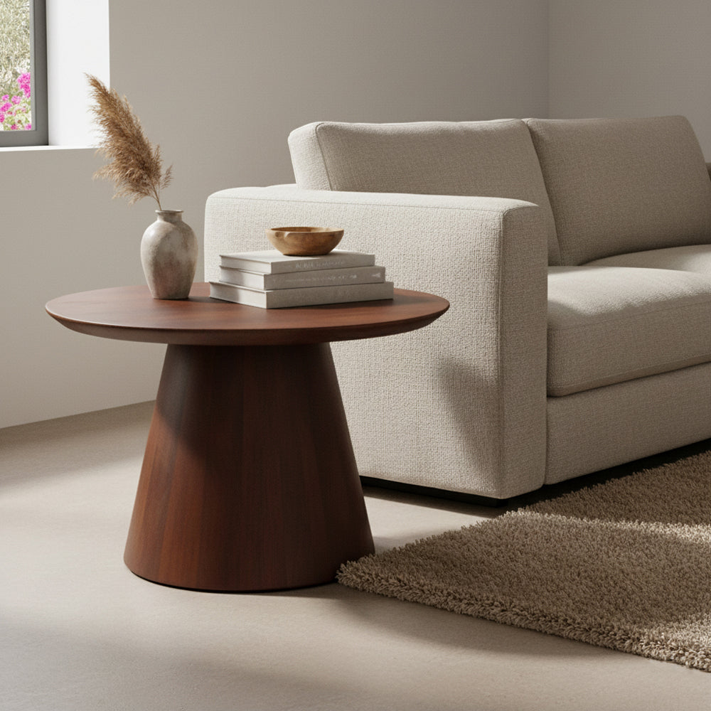 Bullnose mangohouten bijzettafel cone Ø 55 cm