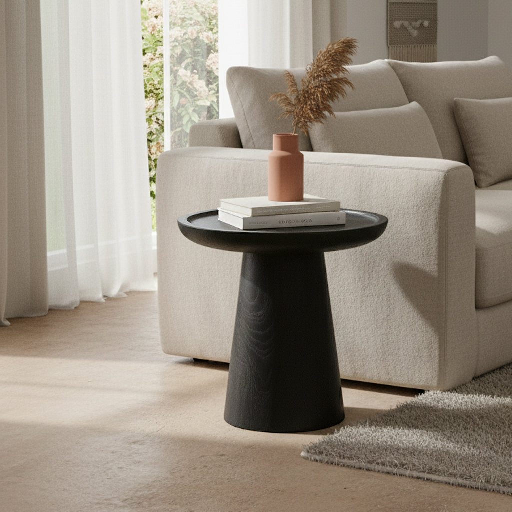 Nero teakhouten bijzettafel Dusk - zwart