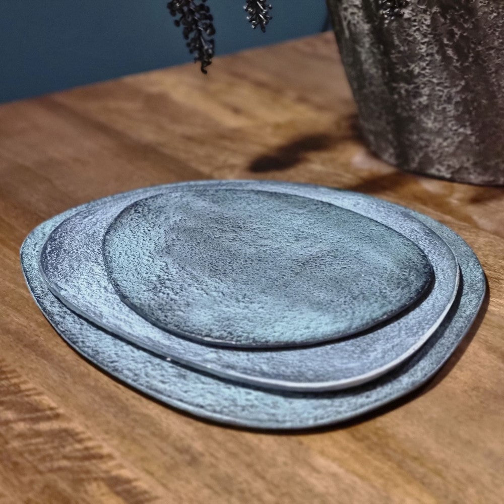 Bord Decoratief Blauw Patina Klein (set of 4)