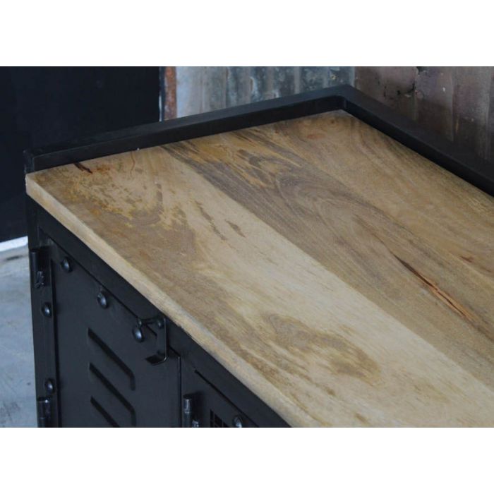 TV meubel metaal met mangohouten blad 160 cm