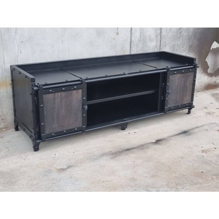 Robuust TV-meubel met schuifdeuren 200cm