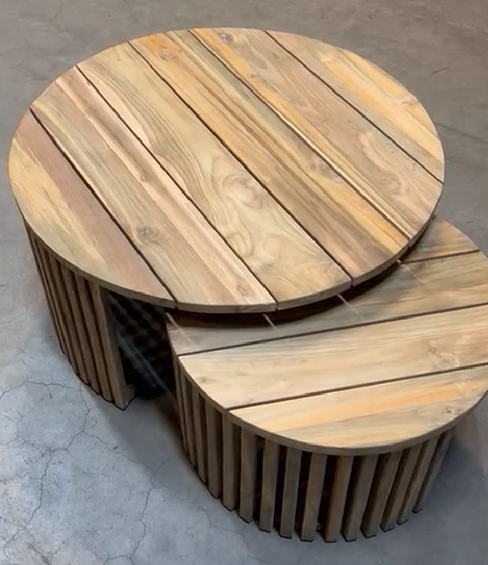 Bijzettafel Tuin Negara Teak set van 2