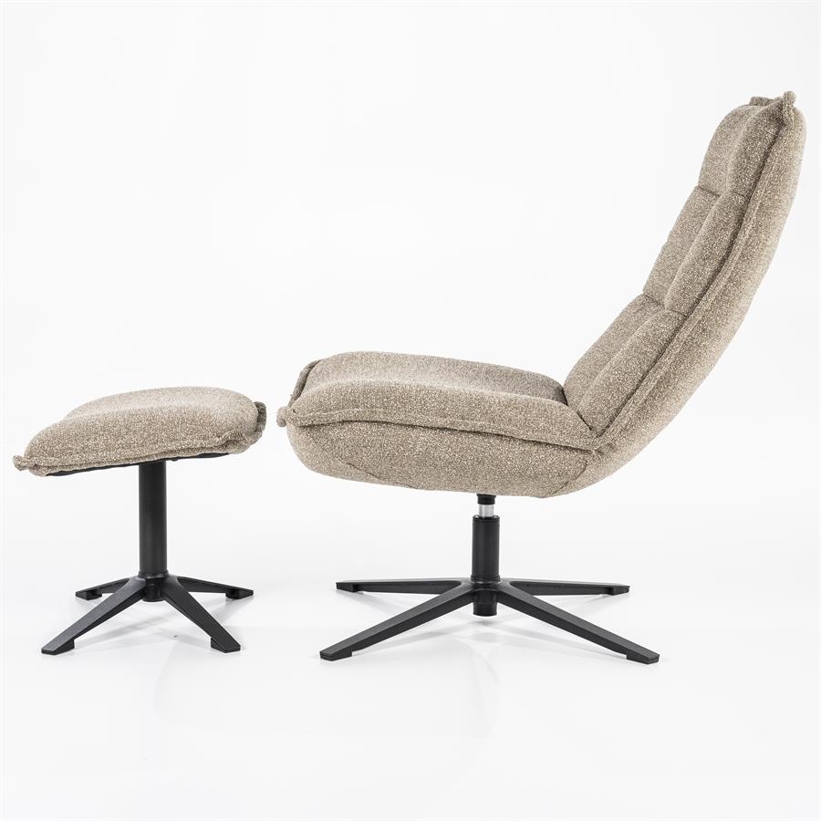 Eleonora Relaxfauteuil Marcus inclusief voetenbank in het beige