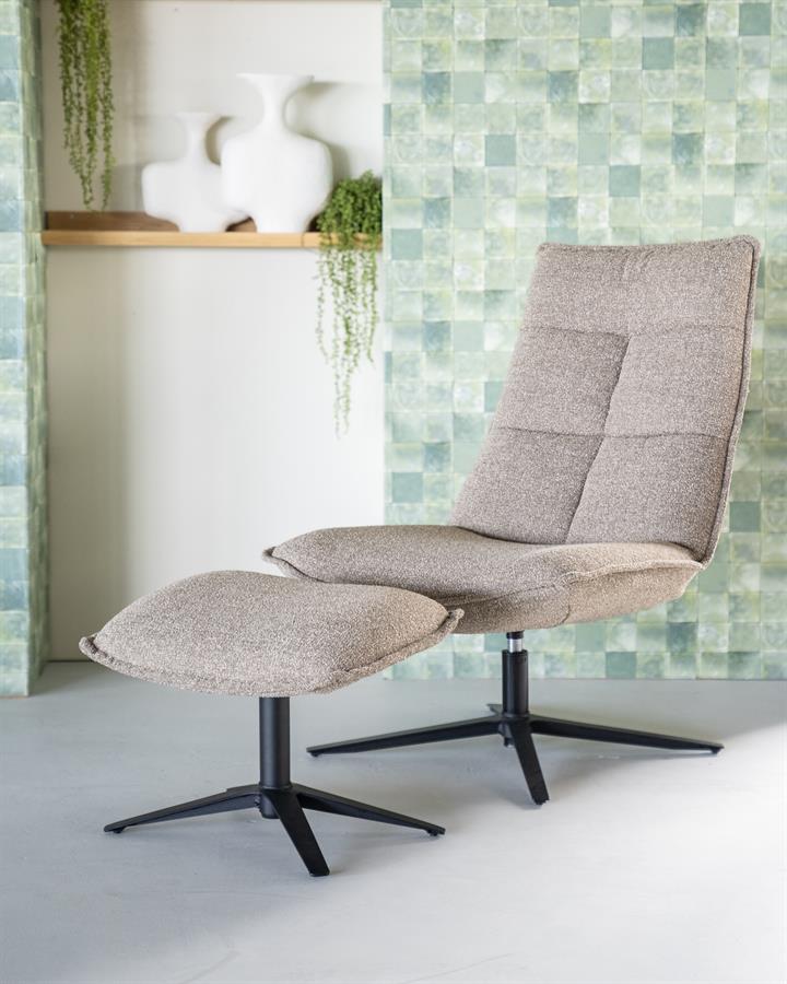 Eleonora Relaxfauteuil Marcus inclusief voetenbank in het beige