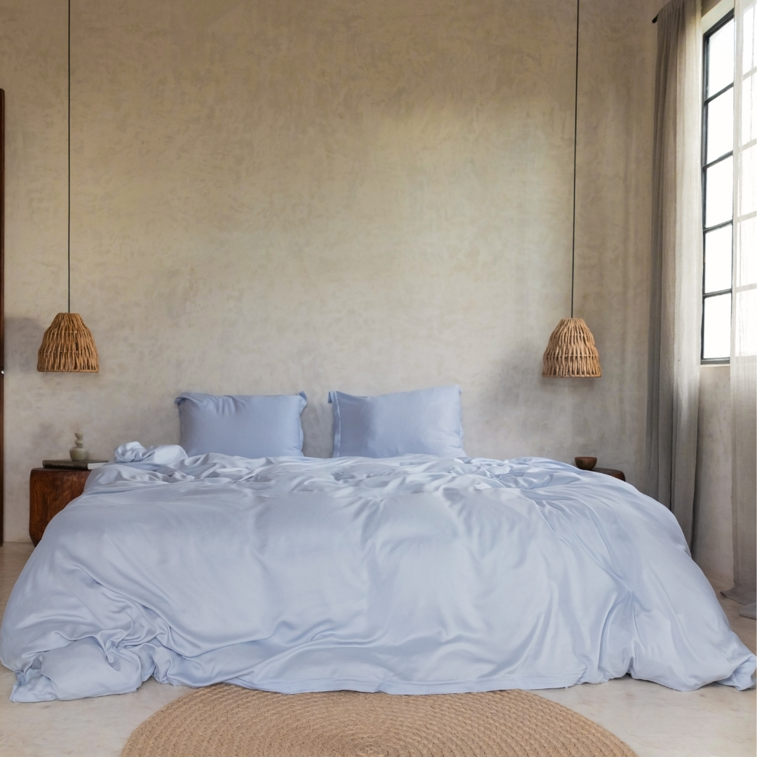 Tencel dekbedovertrek licht blauw