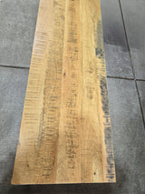 Industrieel (TV) meubel metaal op wielen met mangohouten blad, 200cm!!