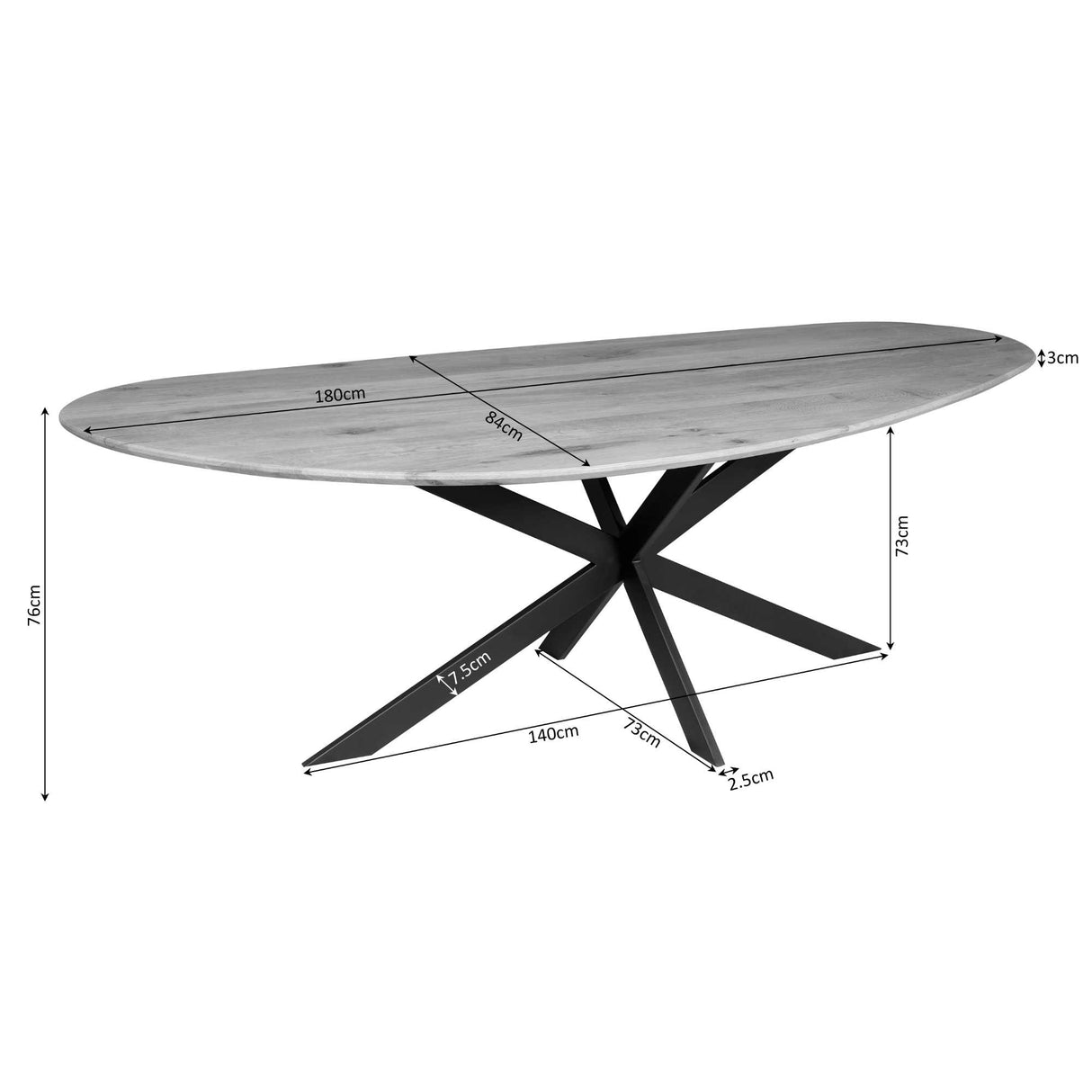 Eettafel Cloud | 180 cm | Eiken | Brown