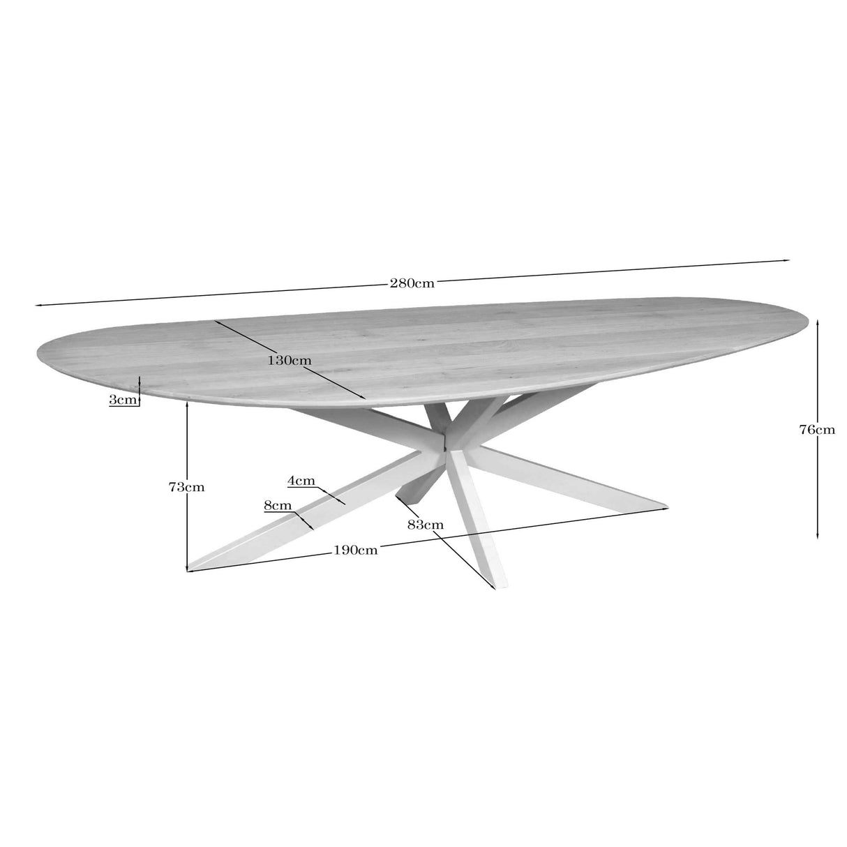 Eiken eettafel Cloud | 280 cm | Naturel | Poot Sand