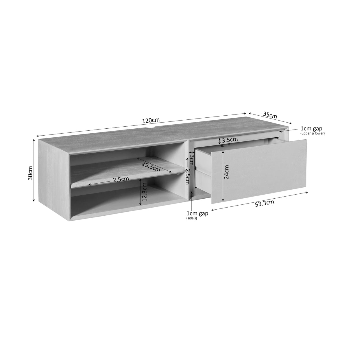 Zwevend tv meubel Ambiance Black | 120 cm