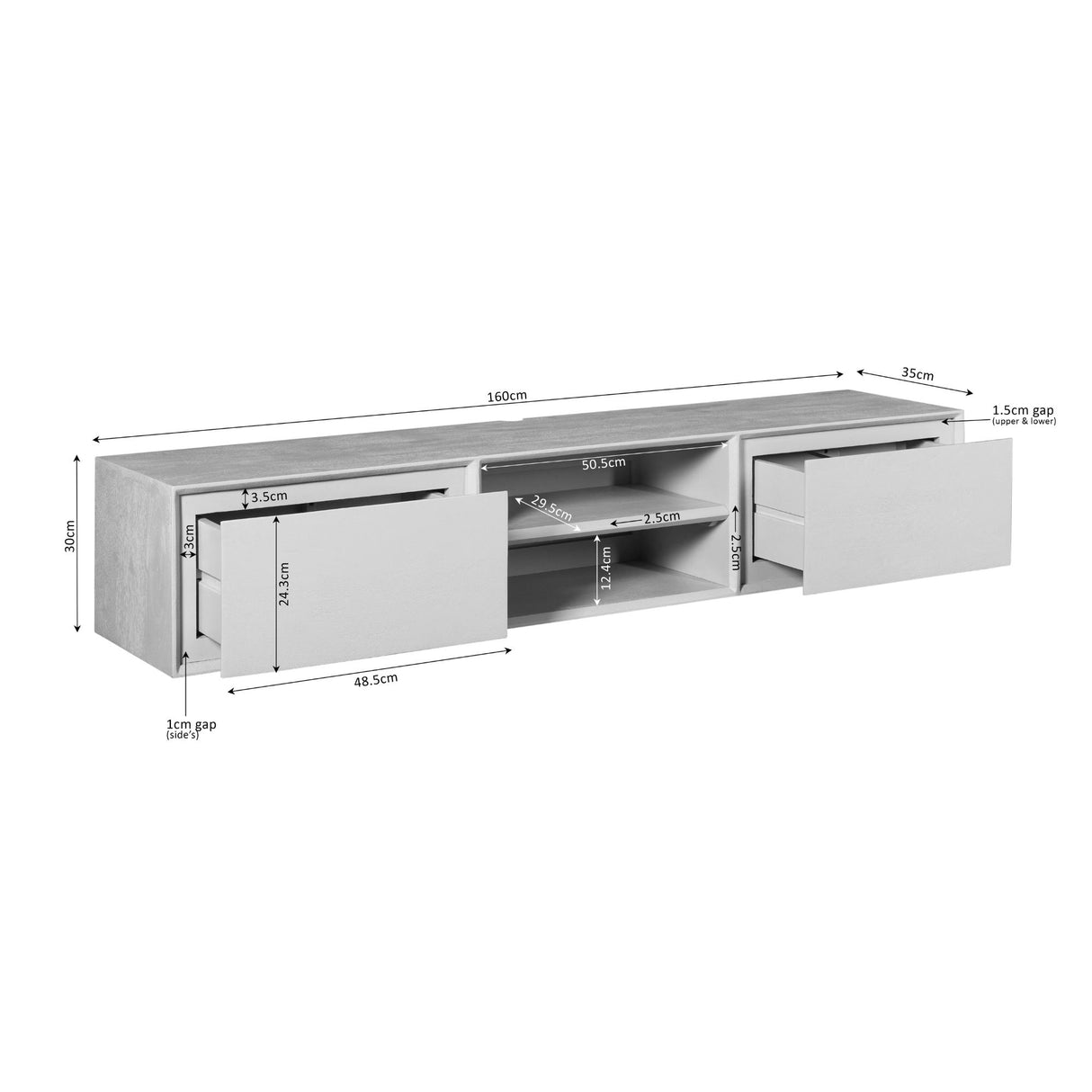 Zwevend tv meubel Ambiance Sand | 160 cm